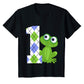 Kids  Argyle Preppy Frog Birthday Party T-Shirt Gift for Boy All Ages 1 2 3 4 5 6 7 8 9 10 11 12 Years Old
