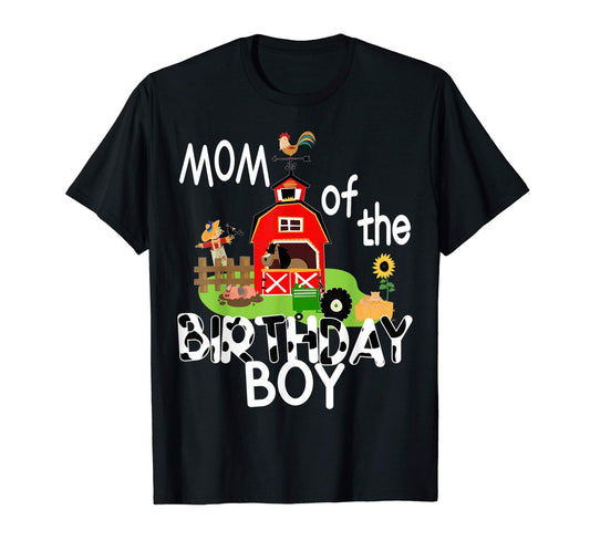 Mom of The Birthday Boy Cow Shirt Farm Barnyard Party Gift, Green Tractor, Farm Animals, Barn Party, Tractor Birthday