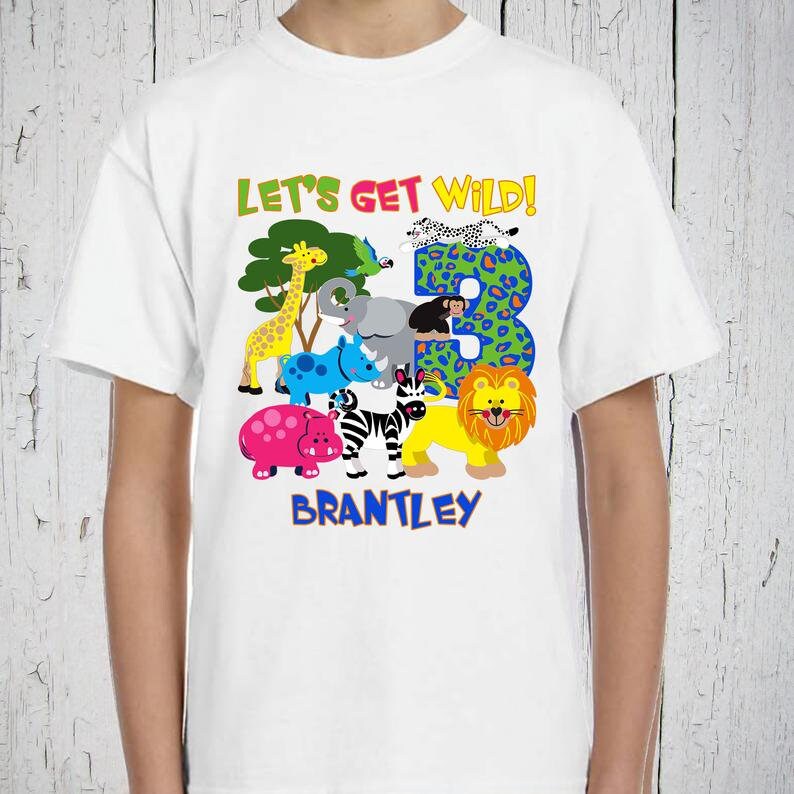 Let's Get Wild Birthday Shirt,  Personalized Shirt, Jungle Safari Birthday Party, Zoo Birthday, Safari Birthday Shirt, Birthday Boy or Girl