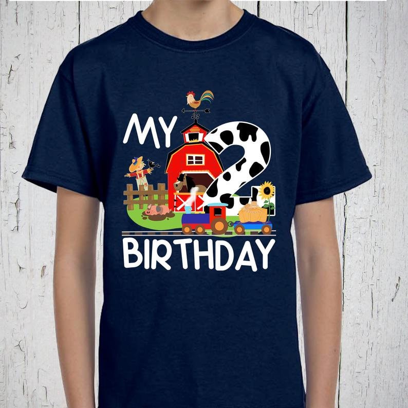 Train Farm Animals Birthday Shirt, Train Birthday Party Gift, Barnyard Shirt, Farm Party, Cow Print, Horse Lover, Barn Yard, Barnyard Animal