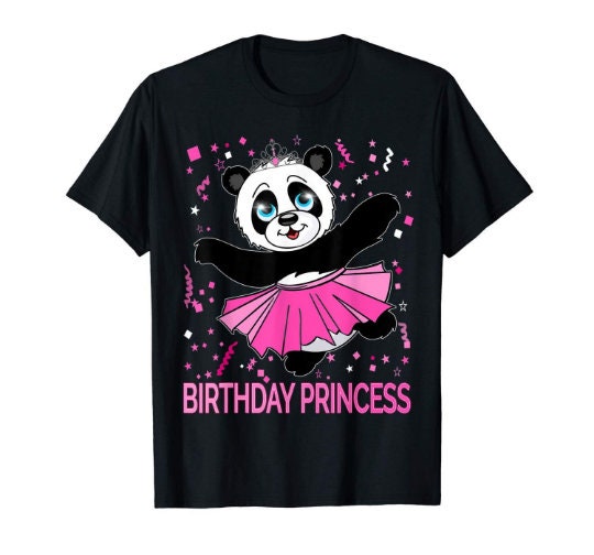 Panda Birthday T-Shirt Princess Tiara Ballerina Party Gift All Ages 1 2 3 4 5 6 7 8 9 10 11 12 Years Old