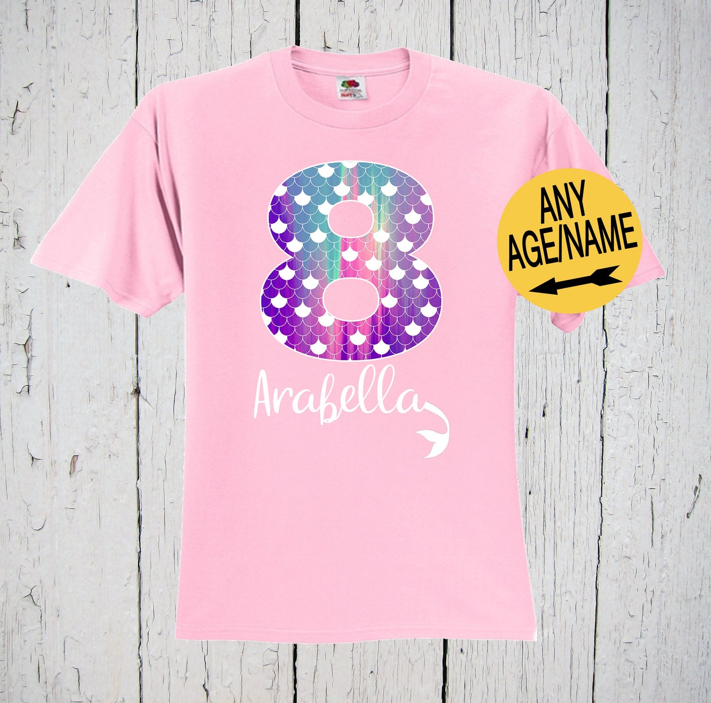 8th Birthday Shirt, Mermaid Scales, Girls Birthday Shirt, Personalized Shirt, Mermaid Outfit, Birthday Girl Shirt, Mermaid Tail, Eight Shirt