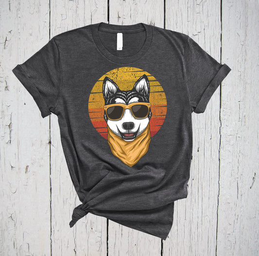 Husky Retro Sunset, Huskies Shirt, Husky Owner, Husky Gift, Dog Lover Shirt, Dog Dad Shirt, Dog Mom Shirt, Siberian Husky, Husky Shirt