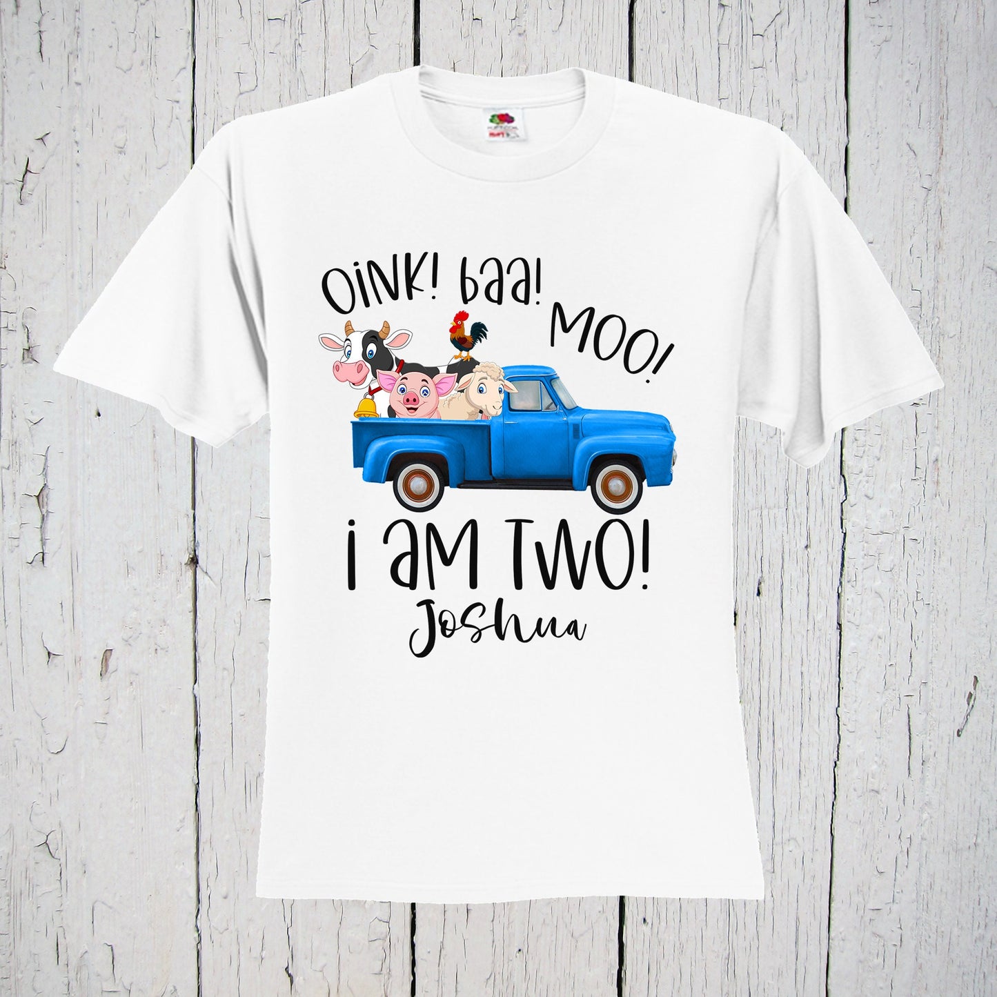 Oink Baa Moo I Am Two, Birthday Boy, Personalized Shirt, 2nd Birthday, Farm Birthday, Barnyard Animals, Blue Truck, Second Birthday, I Am 2