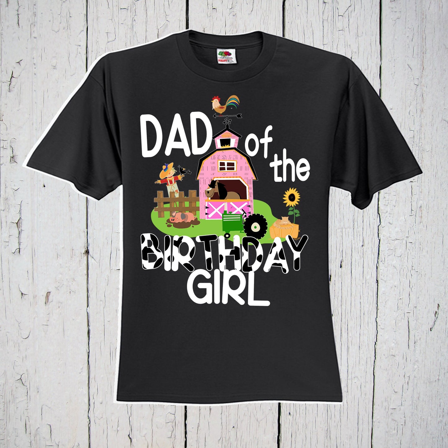 Dad of the Birthday Girl, Pink Barn Shirt, Barnyard Shirt, Horse Birthday Shirt, 3rd Birthday Shirt, Cow Shirt, Farm Birthday Shirt, Family