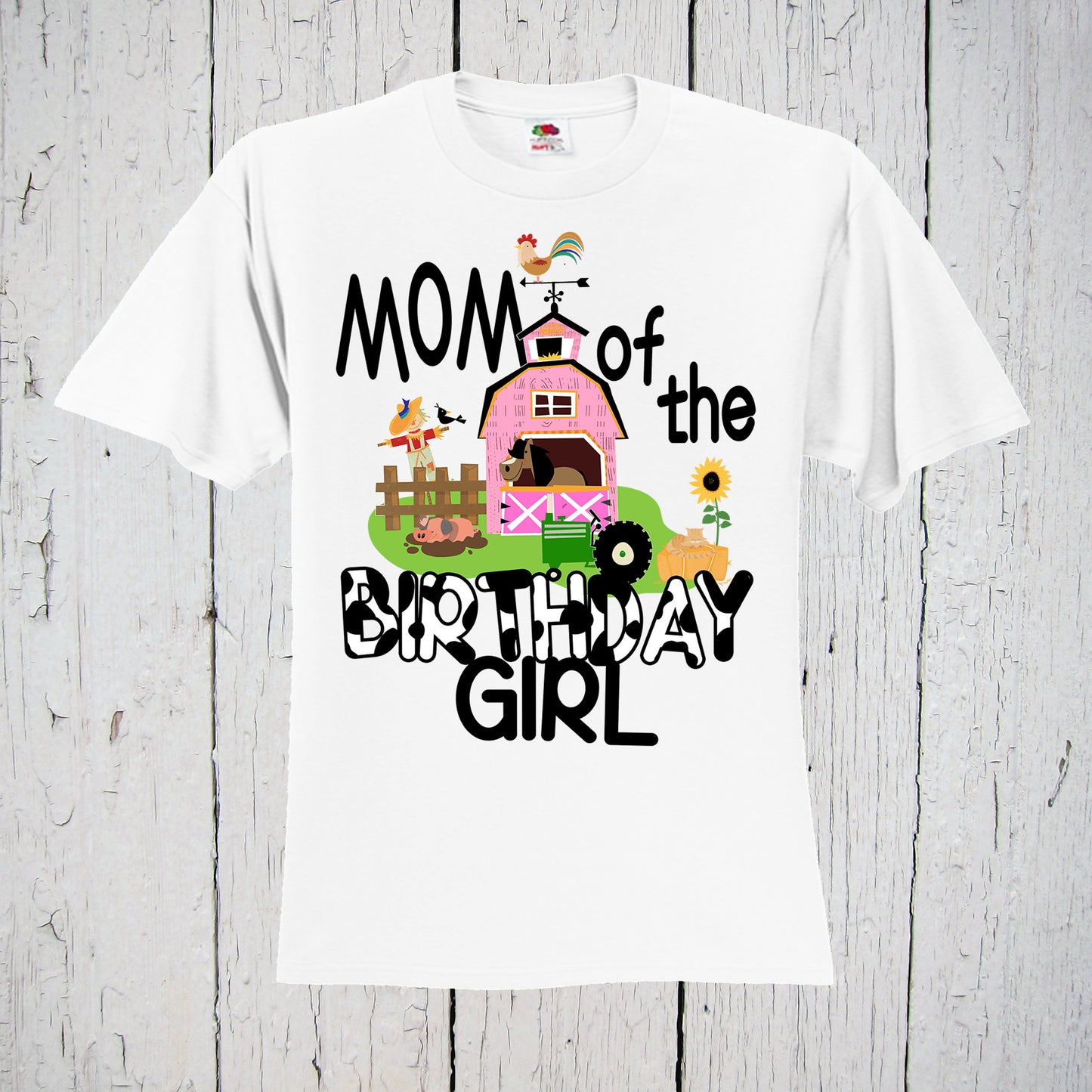 Mom of the Birthday Girl, Pink Barn Shirt, Barnyard Shirt, Horse Birthday Shirt, 3rd Birthday Shirt, Cow Shirt, Farm Birthday Shirt, Family