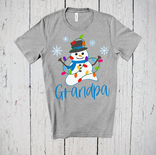 Grandpa Snowman, Cute Christmas Shirt, Snowman Tee, Custom Shirt, Personalized Shirt, Holiday Shirt, Snowman Shirt, Grandpa Shirt, Dad Gift