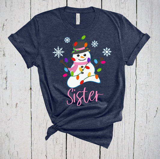 Sister Snowman, Cute Christmas Shirt, Snowman Tee, Custom Shirt, Personalized Shirt, Holiday Shirt, Snowman Shirt, Sister Shirt, Family Tee