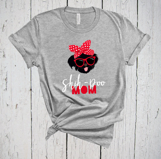 Black Shih-Poo, Shih-Poo Mom Shirt, Shih-Poo Tshirt, Fur Mama Shirt, Gifts for Dog Owners, Dog Lovers, Dog Mama, Shih-Poo Mama, Sunglasses