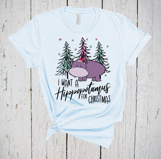 I Want A Hippopotamus For Christmas, Hippo Christmas, Winter Shirt, Christmas Tree Shirt, Hippopotamus Christmas, Matching Family Shirts