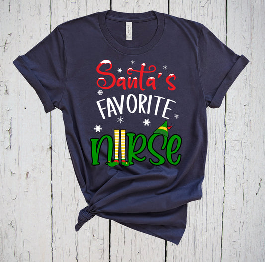 Santas Favorite Nurse, Nurse Elf, Cute Christmas Shirt, Nurse Appreciation, RN Shirt, Nurse Practitioner, Funny Nursing Shirt, Elf Xmas Gift