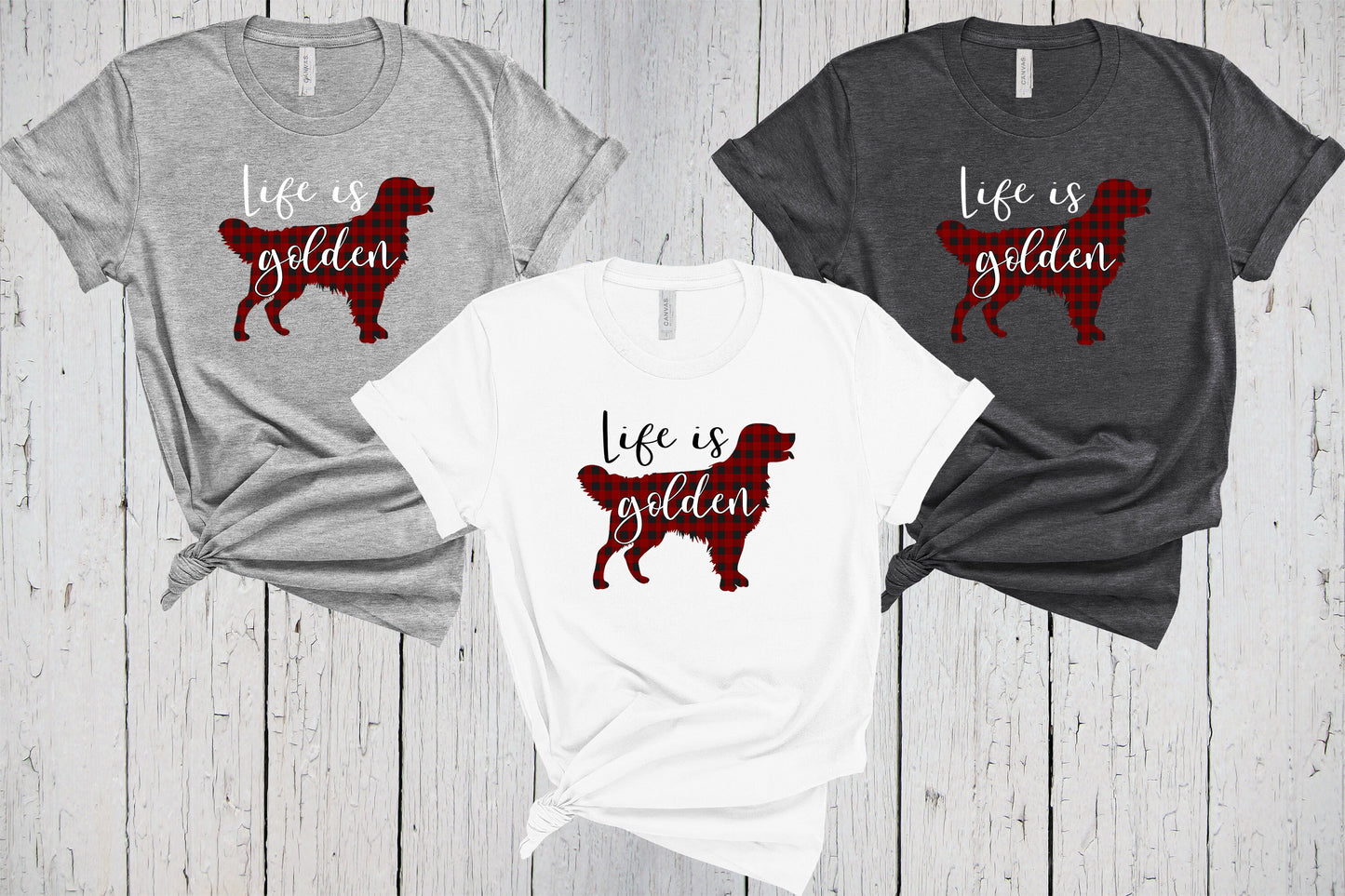 Life Is Golden Shirt, Buffalo Check Plaid, Golden Mom, Retriever Mom Shirt, Retriever Dad, Golden Retriever Tee Shirt, Retriever Tshirt Gift