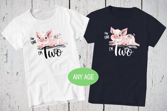 Oink Oink I'm Two, Pig Shirt, 2nd Birthday Shirt, Pig Birthday, Second Birthday, Girls Birthday Shirt, Farm Party, Pig Lover Gift, Pig Party