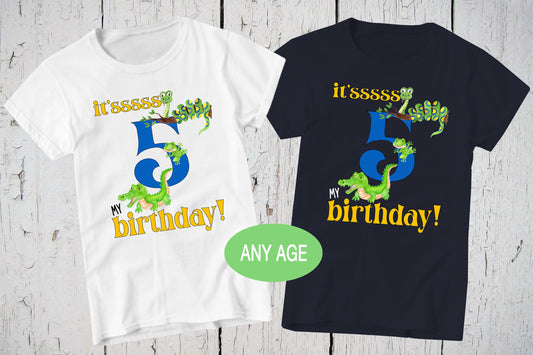 It's My Birthday, Nature Shirt, Reptile Shirt, Cute Snake T Shirt, Crocodile Shirt, 5th Birthday, Boy Snake Shirt, Frog Shirt, Birthday Tees