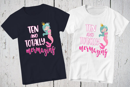 Mermaid Shirts, Totally Mermazing, Birthday Gift Ideas, Birthday Gift Girl Custom Birthday Gift, Girls Birthday Shirt, Birthday Present Tee