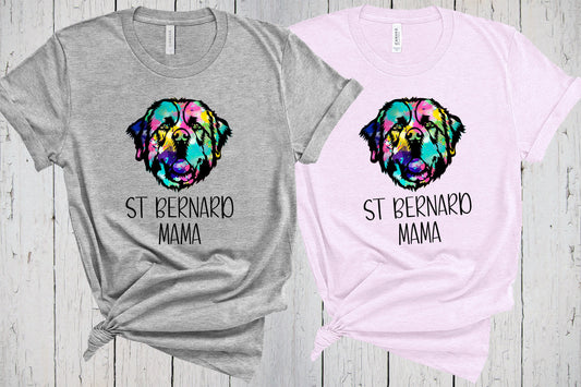 St Bernard Mama Shirt, Fur Mama, St Bernard, Saint Bernard, Boho Pup Tshirt Gift, Bohemian Style, Tie Dye Shirt, Retro Shirt, St Bernard Mom