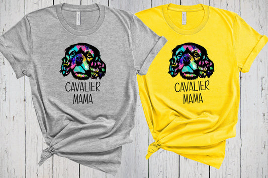 Cavalier Mama Shirt, Fur Mama, Boho Pup Gift, Bohemian Style, Tie Dye Shirt, Retro Shirt, Cavalier Spaniel, Cavalier King Charles Spaniel