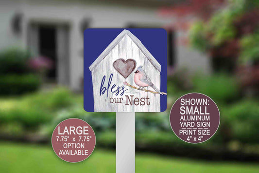 Bless Our Nest, Yard Sign, Aluminium Art, Flower Pot Art, Bird House Decor, Patio Decoration, Lawn Decor, Metal Garden Sign, Front Porch Art