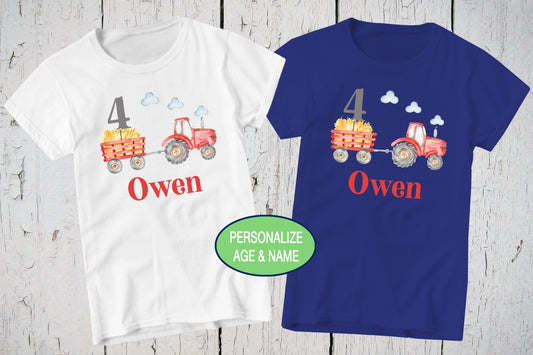 Tractor Birthday Shirt, Personalized Birthday Shirt, Red Tractor Shirt, Tractor Birthday Party, Tractor Themed Birthday, Tractor T Shirt