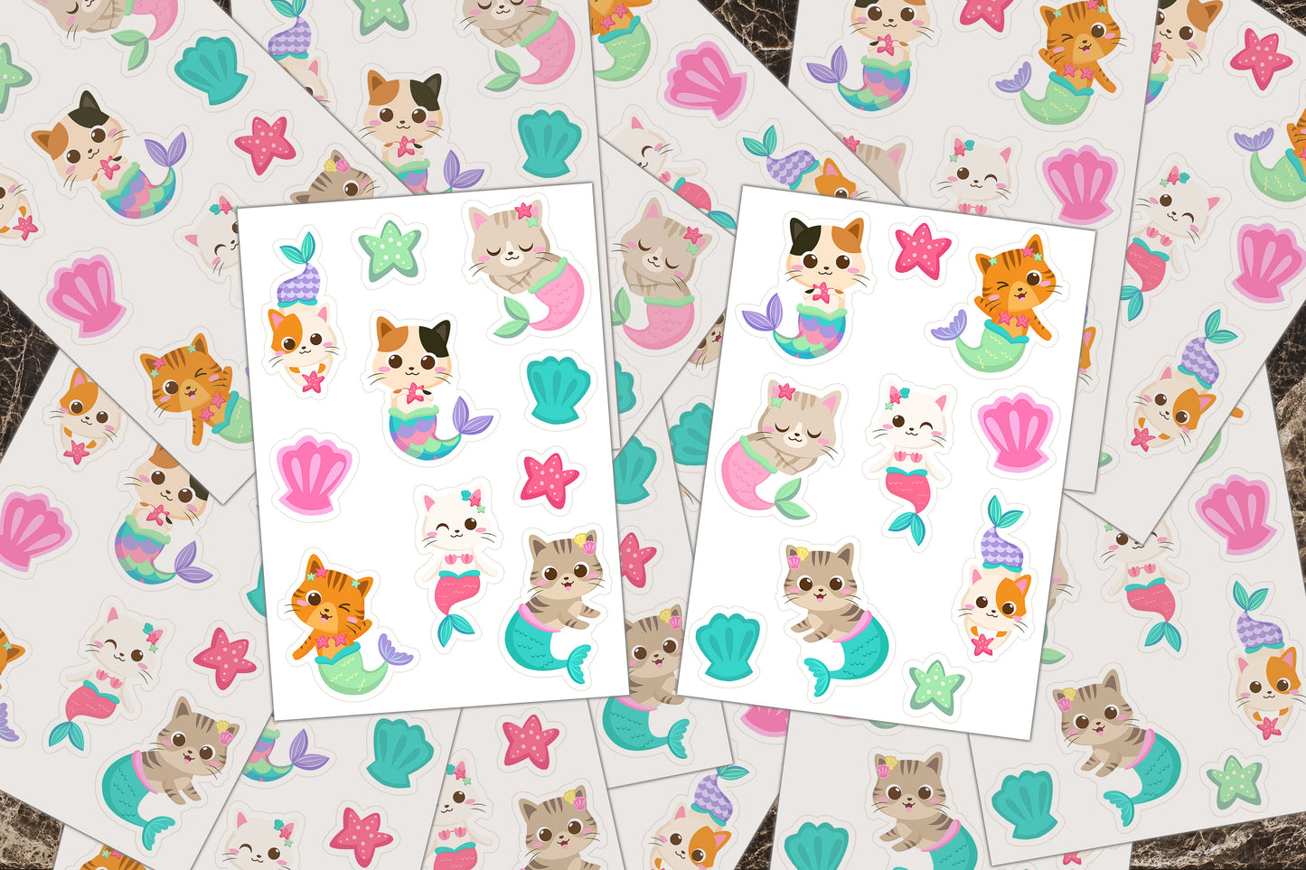 Sticker Sheets, Meowmaid Sticker, Cat Mermaid Sticker, Activity Book, Scrapbook Stickers, Planner Stickers, Cute Sticker Set, Tablet Laptop