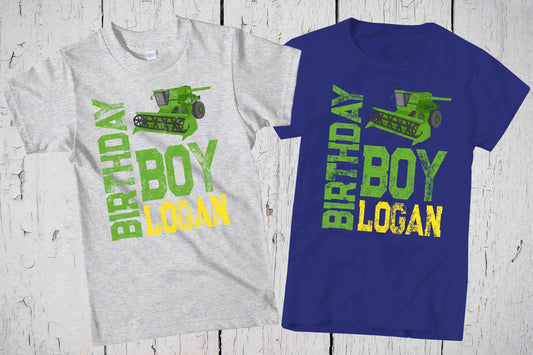 Combine Harvester, Tractor Birthday Shirt, Boy Birthday Shirt, Tractor Gifts, Personalized Shirt, Farming Shirt, Green Tractor Combine Tee