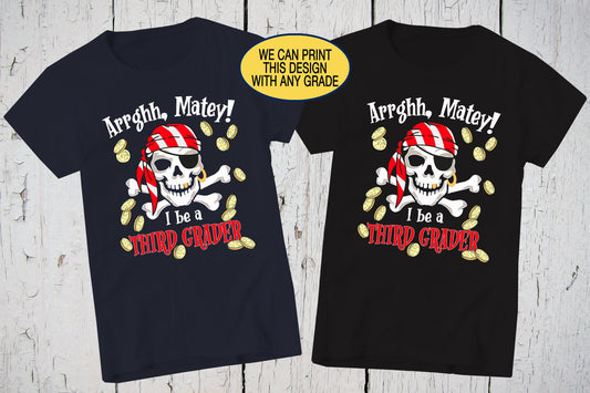 Back To School Shirt, Pirate Shirt, Personalized Shirt, School Shirt, 3rd Grade Shirt, Third Grader, School Shirts, School Spirit Shirts