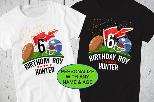 Football Birthday, Personalized Shirt, Boys Birthday Shirt, Number Shirt, Custom Football, Boys Football Shirt, Tailgate Football Party Tee