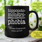 Hippopotomonstrosesquipedaliophobia, Funny Coffee Mug, Phobia Mug, Fear of Long Words, Urban Dictionary, Teacher Gifts, Coffee Mugs for Men