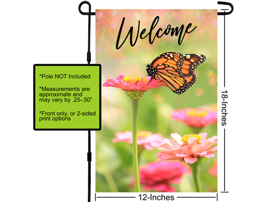 Welcome Garden Flag, Floral Butterfly, House Flags, Garden Art, Garden Decoration, Monarch Butterfly, Farm Garden Flag, Yard Garden Flag