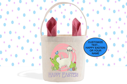 Llama Gifts, Easter Basket Personalized, Mom Gift Basket, Easter Gift Idea, Fabric Basket, Kids Easter Bucket, Easter Egg Hunt, Easter Decor