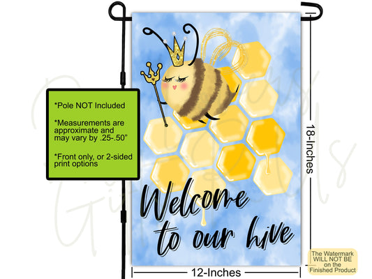 Welcome To Our Hive, Bumble Bee, House Flags, Summer Garden Flag, Garden Decoration, Camping Flag, Garden Decor, Outdoor Flag, New Home Gift