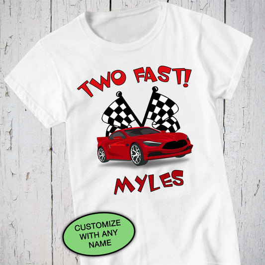 Two Fast Birthday, Personalized Shirt, Boys Birthday Shirt, Custom Name Shirt, Birthday T Shirt, Race Car Shirt, Two Year Old Shirt, Red Car