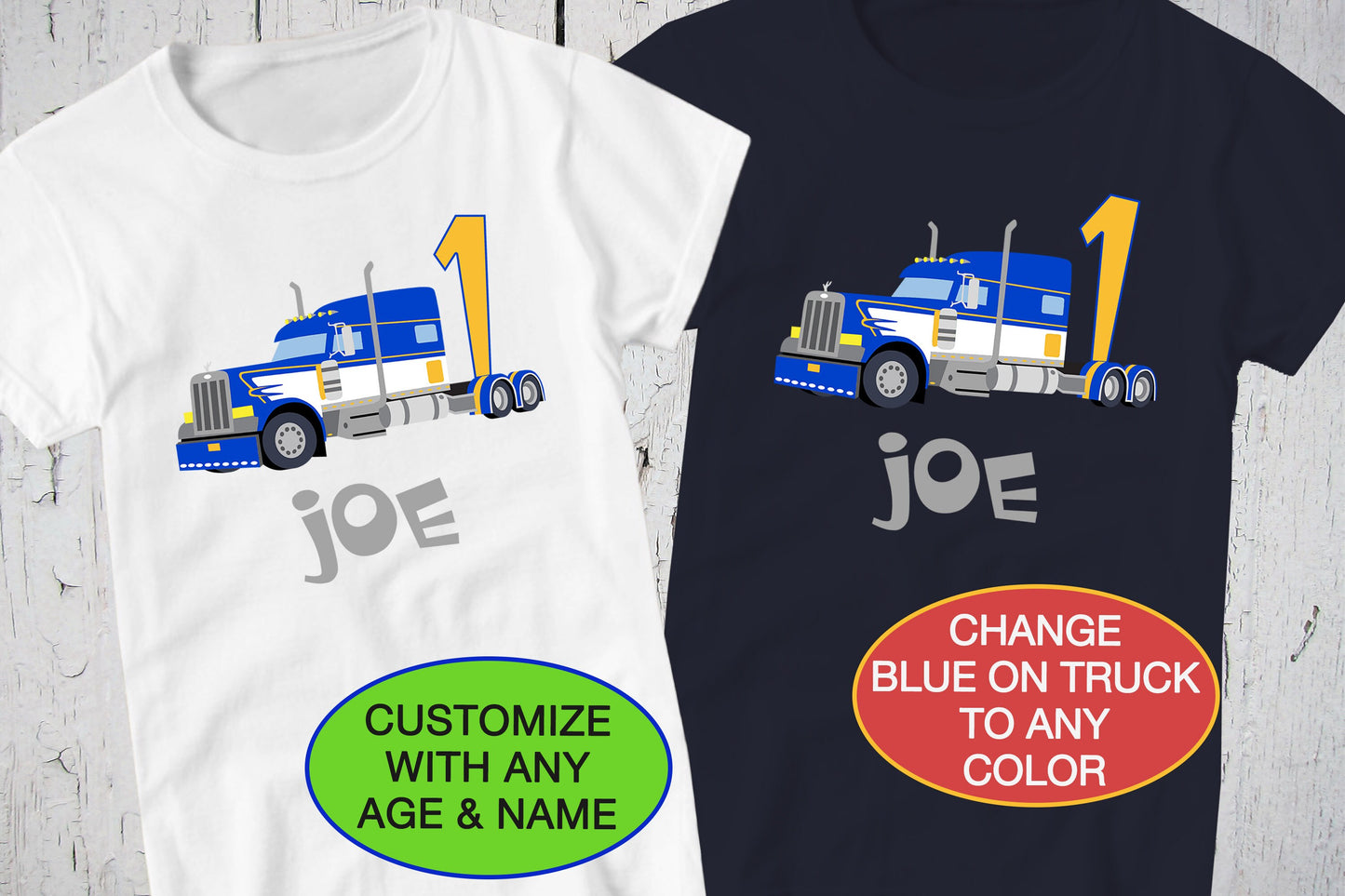 Semi Truck, Big Rig, Personalized Boys Birthday Shirt, Tractor Trailer, Articulated Lorry, Trucking Rig, Truck Driver, Trucker T-shirt
