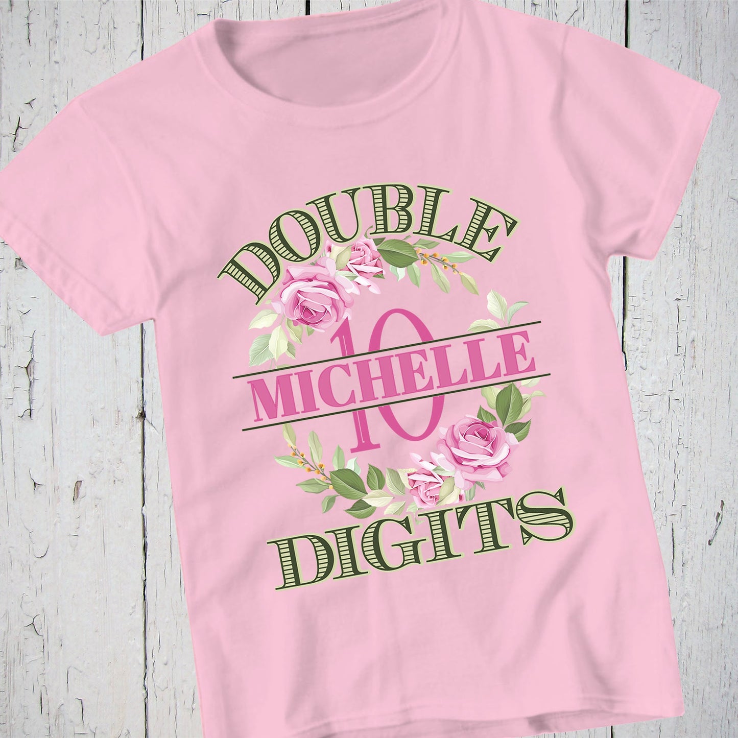 Double Digits, Girls Birthday T Shirt, 10th Birthday Gift, Tween Birthday Party, Double Digits Party, Personalized Shirt, Custom Name Shirt