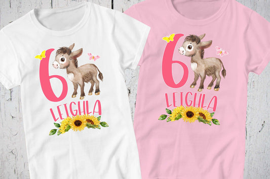 Donkey Birthday Shirt, Donkey Shirt, Farm Animal Shirt, Birthday Gift, Personalized Shirt, Farm Girl Shirt, Farm Birthday Shirt, Sunflowers