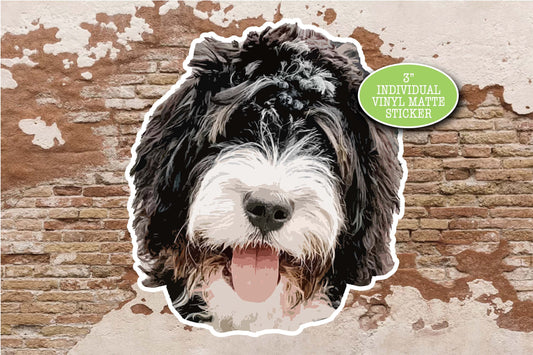 Bernedoodle Sticker, Bernedoodle Gift for Mom, Cute Dog Sticker, Waterbottle Stickers, Vinyl Sticker Laptop, Bernese Mountain Dog Poodle Mix