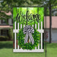 Welcome Sign, House Flag, Boxwood Wreath, Picket Fence, Garden Flag, Outdoor Flag, Summer Flag, Seasonal Flag, Housewarming Gift, Home Decor