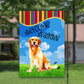 Welcome Garden Flag, Welcome Waggin, Golden Retriever, House Flag, Outdoor Flag, Summer Garden Flag, Dog Owner, Dog Garden Flag, Dog Warning