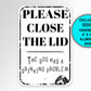 Bathroom Sign, Bernedoodle Gifts, Please Close The Lid, The Dog Has A Drinking Problem, Funny Dog Signs, Metal Wall Art, Bathroom Wall Decor