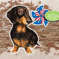 Dachshund Sticker, Patriotic July 4, USA American Flag, Doxie Gift for Mom, Cute Dog Sticker, Vinyl Decal Journal Laptop, Weiner Sausage Dog