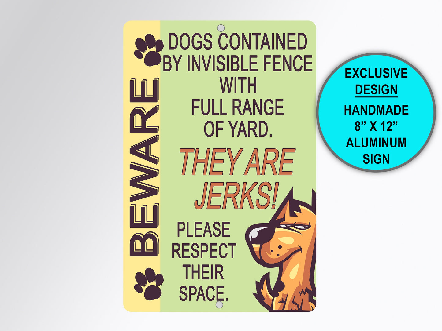 Beware of Dog, Metal Dog Sign, Dogs Contained By, Invisible Fence Sign, Be Aware, Pet Yard Sign, Warning Sign, Electric Fence Sign, Dog Home