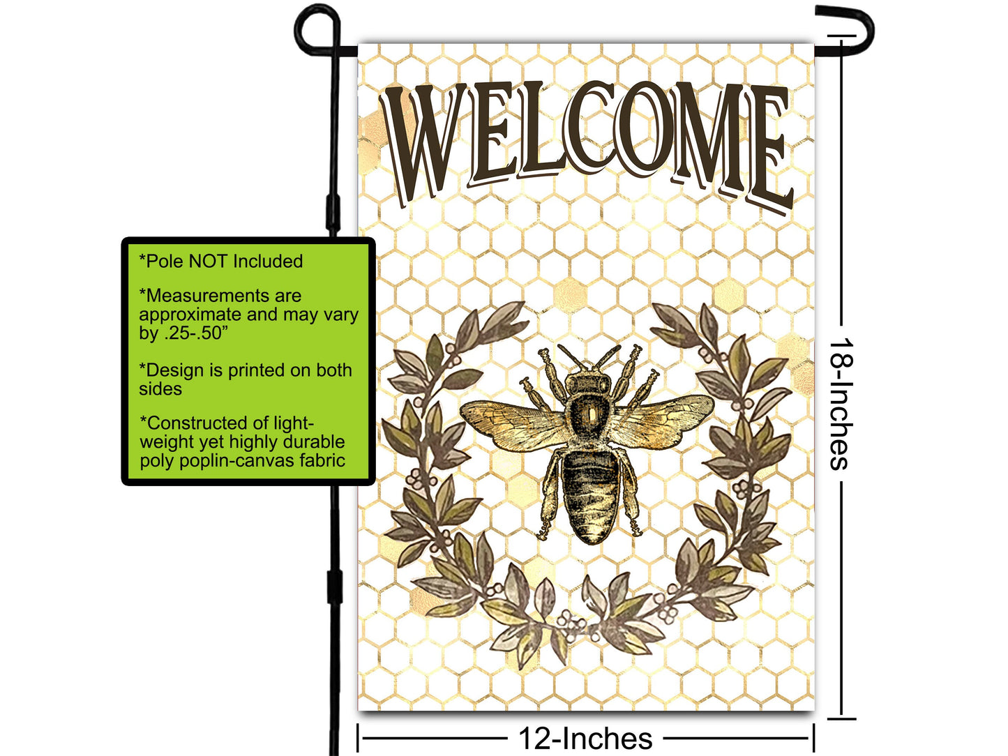 Bee Welcome, House Flag, Welcome Garden Flag, Porch Flags, Outdoor Flag, Bee Baby Shower, Camping Flag, Bee Garden Flag, Honey Bee Keeper