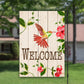 Hummingbird Welcome Garden Flag, House Flag, Porch Flags, Outdoor Flag, Camping Flag, Floral Welcome Sign, Hummingbird Garden Party Flag