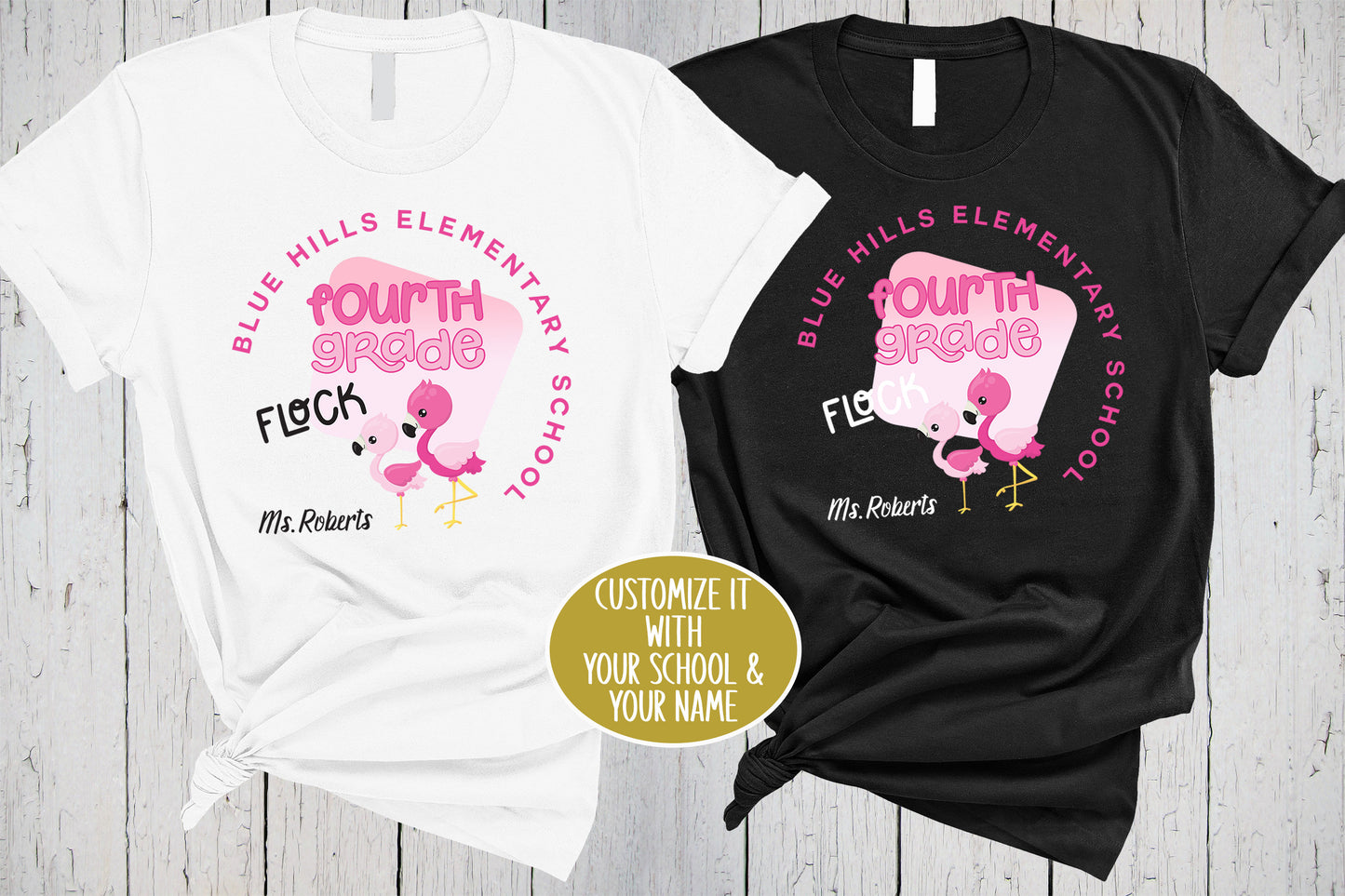 Flamingo Flock Custom School Shirt, Teach Shirt, Teacher T Shirts, Back To School Shirt, Fourth Grade Teacher Crewneck, Second Grade Teacher