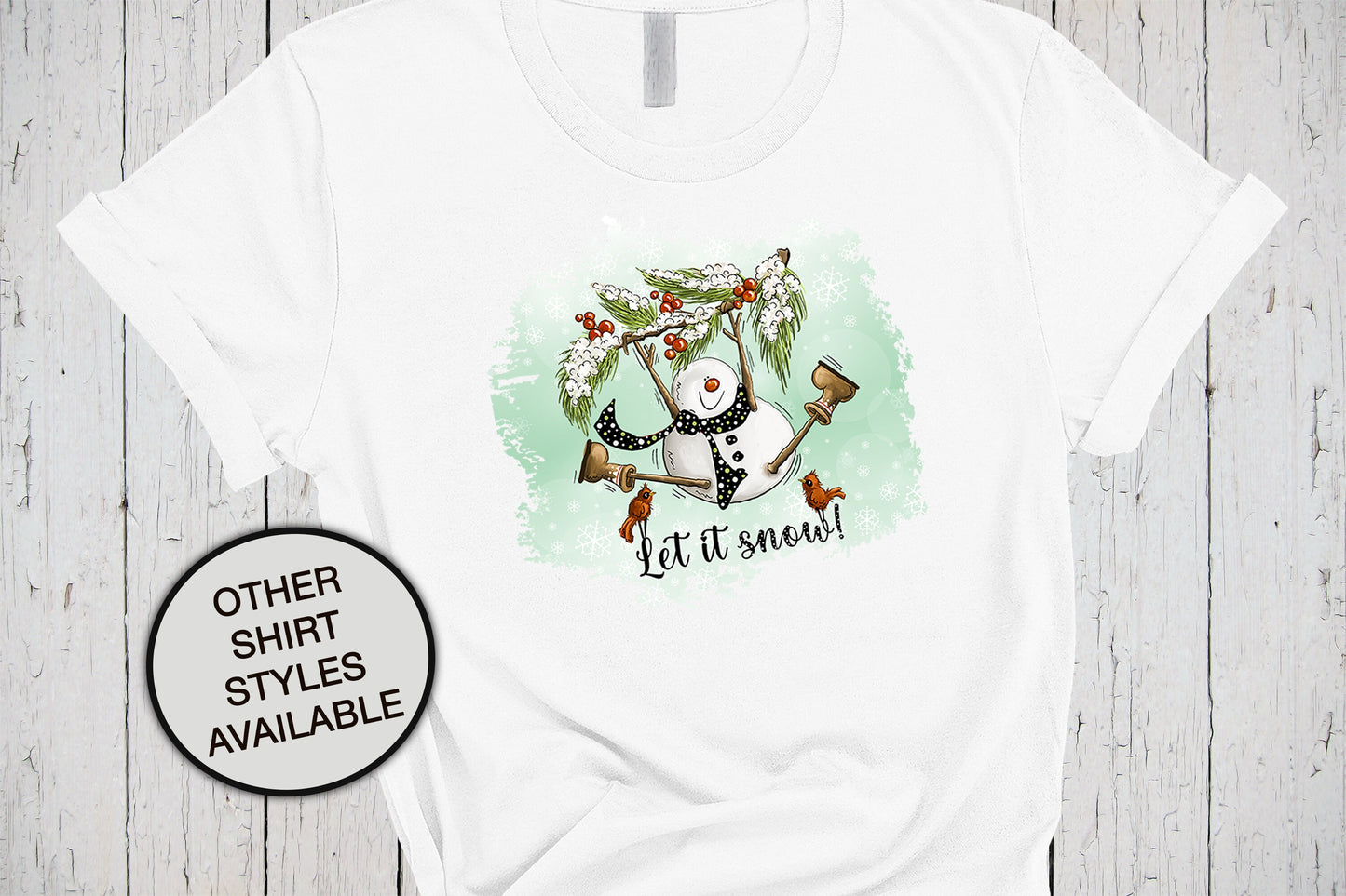 Let It Snow, Snowman Shirt, Winter Sweatshirt, Christmas Tee, Xmas Shirt, Holiday Shirts, Funny Shirts, Snowflake Shirt, Cardinals Tshirt