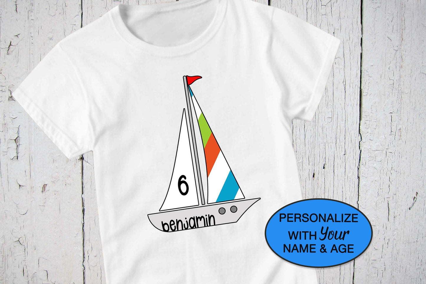 Sailboat Print, Summer Birthday Boy Shirt, Boating Shirt,  2nd Birthday Present, Personalized Shirt, Toddler Birthday, Boat Birthday Tshirt