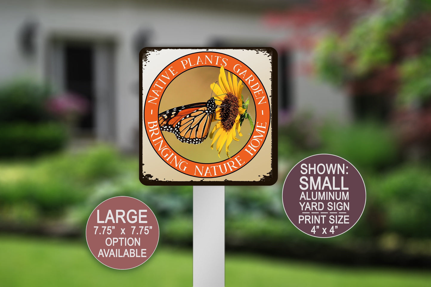 Native Plants Garden, Monarch Butterfly Garden, Sunflower Gifts, Pesticide Free, Summer Garden Art, Farmhouse Decor, Pollinator Garden Sign