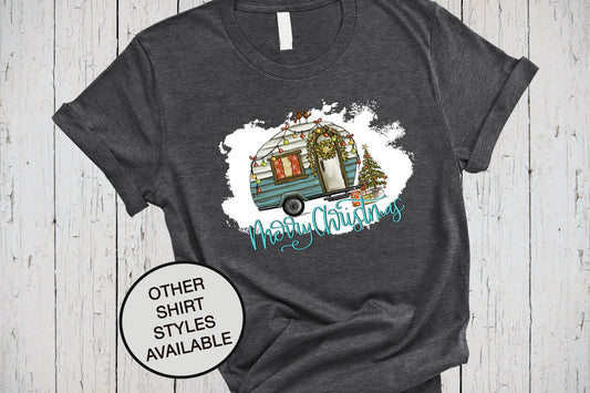 Christmas Camper, Family Christmas Tee, Xmas Shirt, Holiday Shirts, Merry Christmas, Retro Camper, Camping Adventure Shirt, Christmas Tshirt