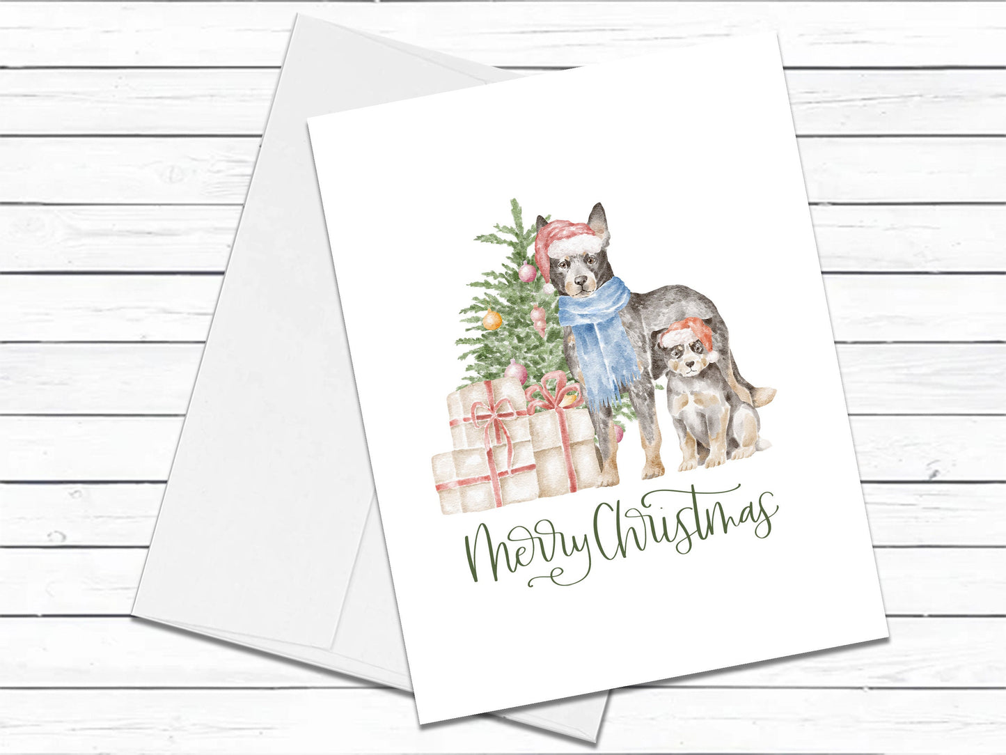 Australian Cattle Dog Merry Christmas, Dog Christmas Card, Holiday Card Set, Greeting Cards, Holiday Dog Card, Farmhouse Christmas Card Pack