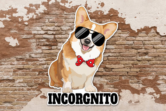 Corgi Dog Sticker, Incorgnito Cute Sticker for Corgi Dad, Corgi Lover Gift, Incognito Sticker, Die Cut Sticker, Funny Corgi Vinyl Sticker,